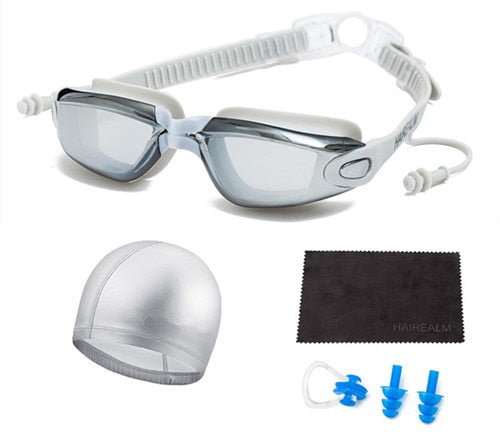 Adult Swimming Set(Swimming Glass+Swimming Cap+Nose Clip+Ear Plugs+Dry Cloth)