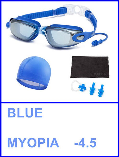 Adult Swimming Set(Swimming Glass+Swimming Cap+Nose Clip+Ear Plugs+Dry Cloth)