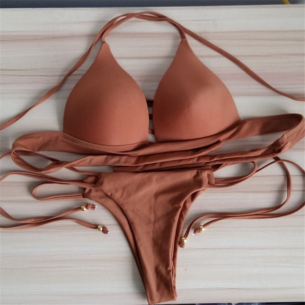 Women Bandage Thong Bikinis